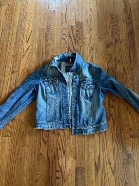 LOFT Faded Blue Denim Jacket with Chest Pockets